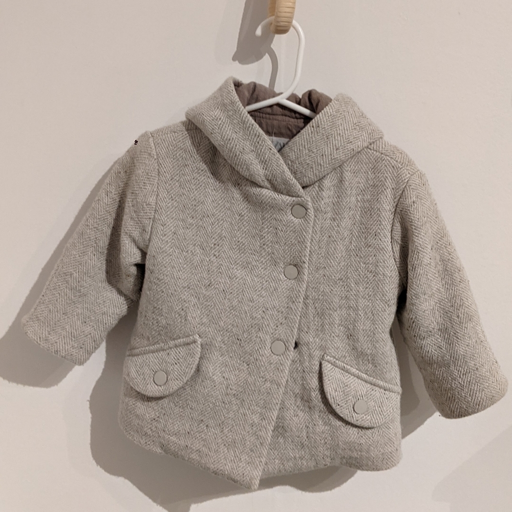 Zara Beige Unisex Baby Coat 12-18 M